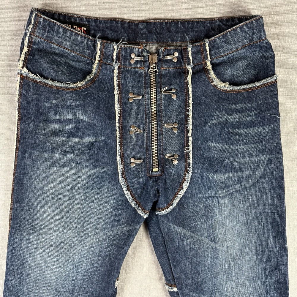 JPG Jean's Jean Paul Gaultier Womens 30" Corset Lace Up Flare Jeans Y2K Vintage - Picture 2 of 12